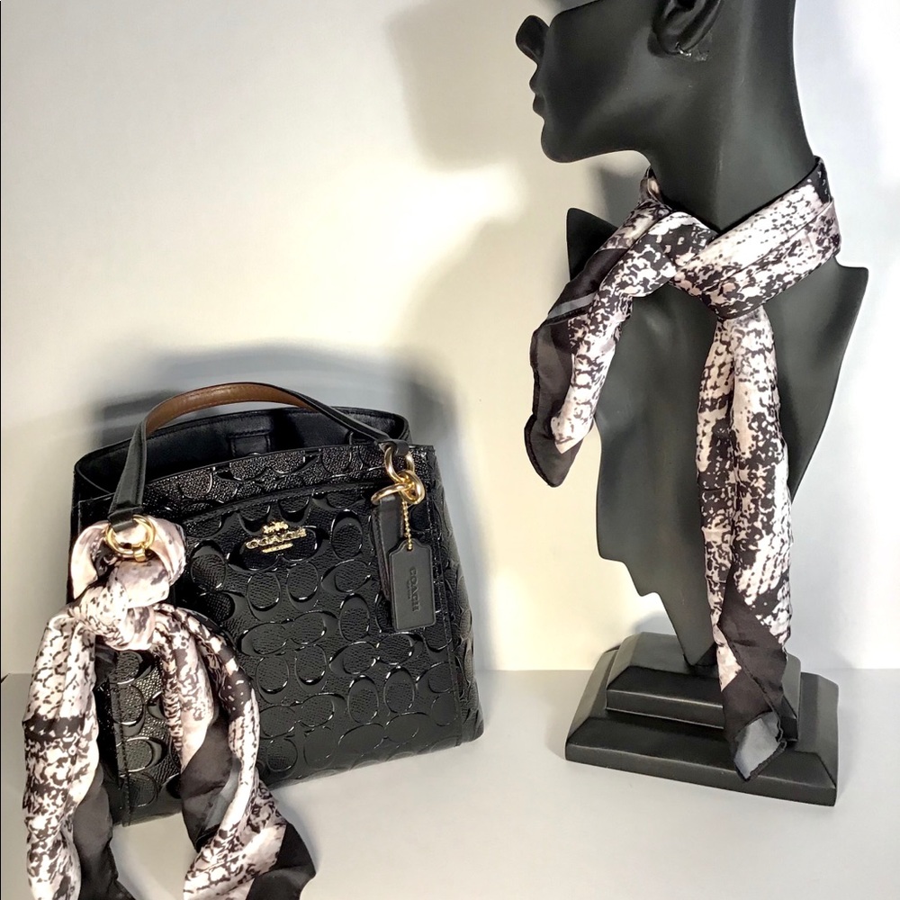 (2) Snakeskin print purse & neck scarf set